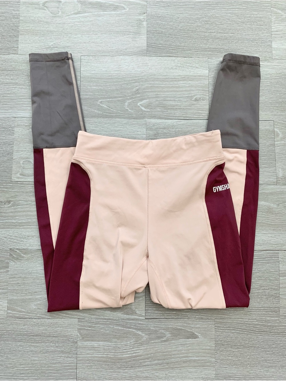 GymShark Pink Burgundy Gray Yoga Athletic Illusion Leggings Medium